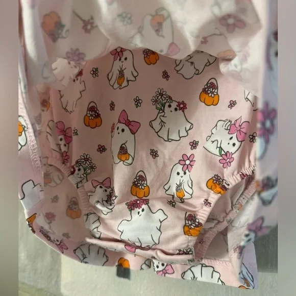 RUFFLE BUTTS Boos & Bows Spandex Romper Ghosts Pumpkins Size 6-12M - Picture 10 of 10